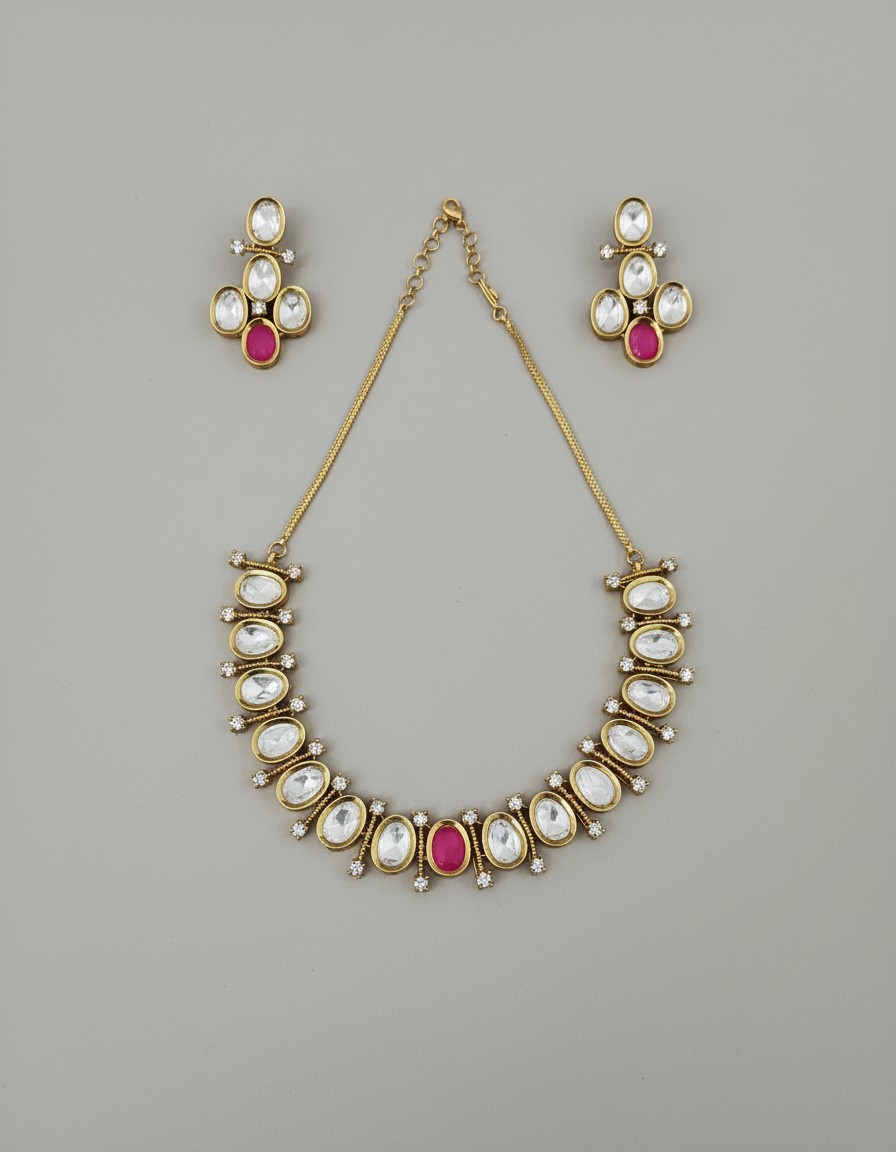 Classic Ruby Accent Moissanite Necklace Set - Image 4