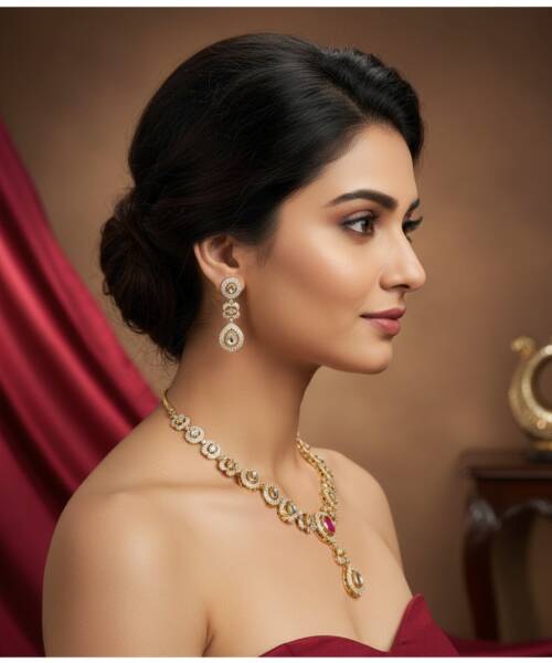 Royal Ruby Drop Moissanite Necklace Set