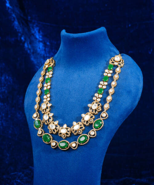 Royal Emerald Dual-Layer Moissanite Finish Necklace