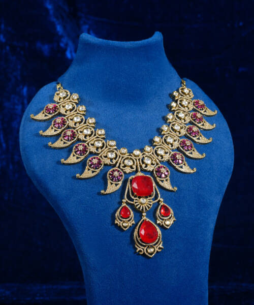 Royal Ruby Moissanite Finish Statement Necklace