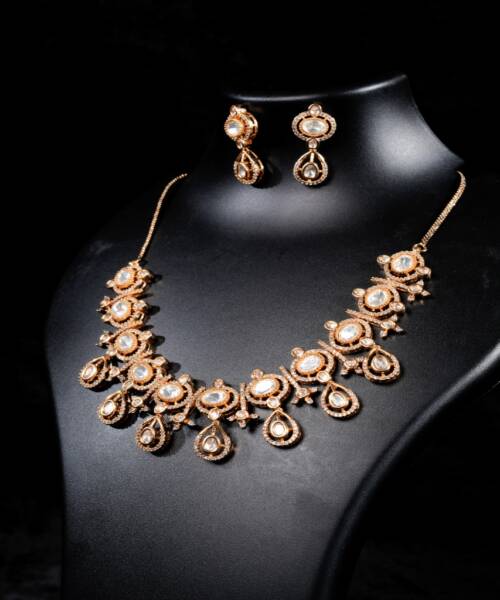 Rose Gold Moissanite Necklace Set