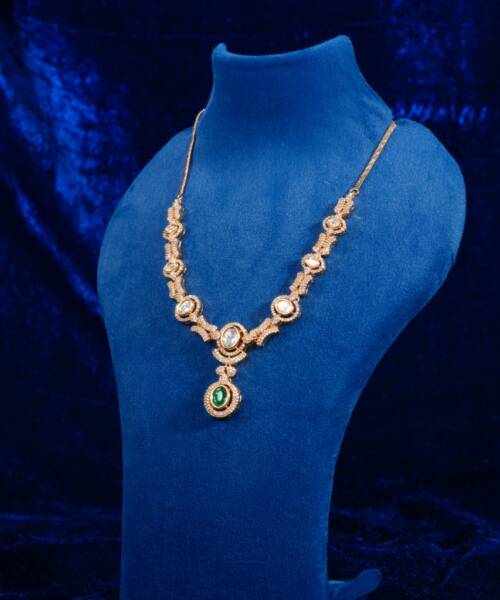 Elegant Emerald Drop Moissanite Finish Necklace