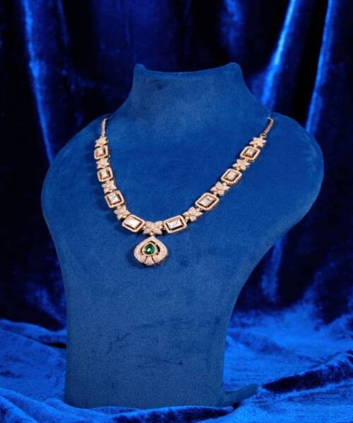 Elegant Emerald Drop Moissanite Necklace Set