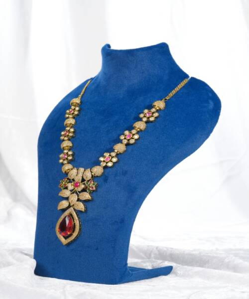 Royal Floral Ruby Drop Kundan-Inspired Statement Necklace