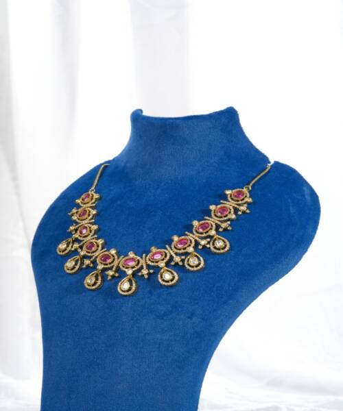 Royal Ruby Kundan-Inspired Floral Statement Necklace