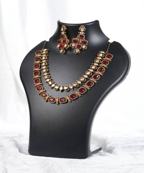 Premium Dual-Layer Moissanite Ruby Necklace Set