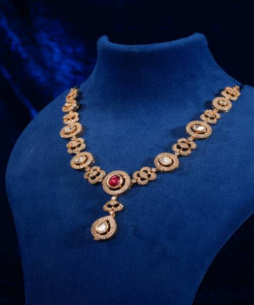 Royal Ruby Drop Moissanite Finish Necklace