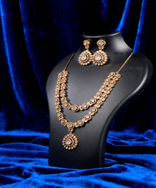 Luxury Layered Kundan-Inspired Moissanite Bridal Necklace Set